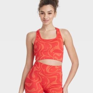 Joy Lab size XXL Women's red and orange patterned thick stretch Sports Bra NWOT!